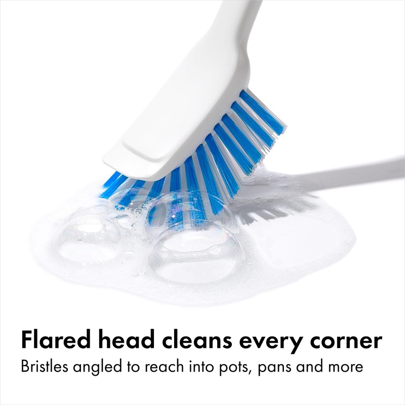 OXO Good Grips Dish Brush, Nylon Bristles with Built-in Scraper,