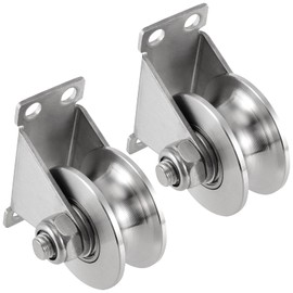 2 Pcs 2 Inch U Groove Wheel, Stainless Steel Groove Wheel Pulley, Heavy Duty U Groove Caster for Wire Rope Rail, DIY, Load Capacity 840 Lb