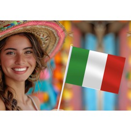 Italy Handheld Small Flag Set,10 PCS 5×8 Inch Mini Italian Hand Held Banner,Tiny Digital Printed Polyester Banner