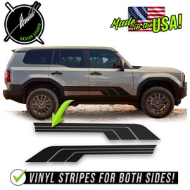 BENINI DESIGN STUDIO Vinyl Side Door Retro Vintage Racing Stripes Decal Graphics Kit Topo Self-Adhessive Compatible with 2024 Toyota Land Cruiser 1954 Base First Edition and More (Gloss Black)