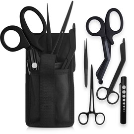 EMS XTRM Quick Response EMT Tactical Medical Tool Kit - Adjustable Belt Pouch, EMT Shears, Bandage Scissor, Forceps, Hemostat, and Pupil Light