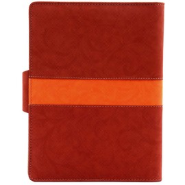 Kemket Portable Conference Folder A4 Zipped Leather Portfolio Clipboard Document Organiser with Calculator Business Presentation Writing Pad with Portable Handle-Red Brown