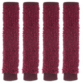 sourcing map 4Pcs Door Handle Covers, Polar Fleece Knitted Anti-Scald Door Knob Protector Door Knob Cover for Hot Doors and Cold Doors, Purple Red