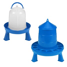 Double-Tuf® Plastic Poultry Feeder and Waterer Kit | Chicken Feeder with Legs | Chicken Waterer with Legs | 4 Lb Poultry Feeder | 1.5 Quart Poultry Waterer