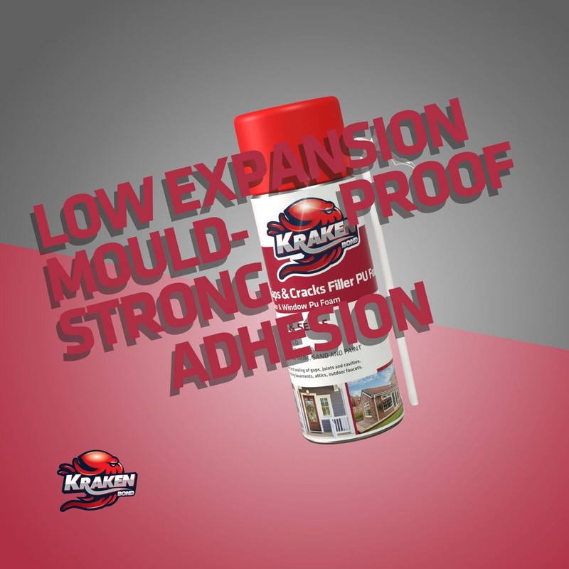 Kraken Bond Gaps&Cracks Filler Straw Foam, Insulating Foam Sealant 12oz