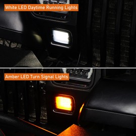 Hooke Road YJ Front Turn Signal Lights LED Amber Lamps and White DRL with Smoke Lens for 1987-1995 Jeep Wrangler YJ (Pack of 2)