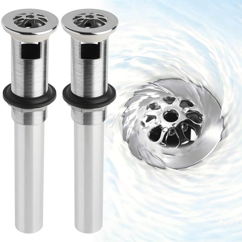 WiseWater 2-Pack Grid Bathroom Sink Drain Assembly with Overflow, 1-1/2