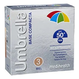 Umbrella Protector solar SPF50+,Base Compacta tono Miel