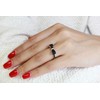Black and Clear Cubic Zirconia Ribbon Bow Ring Sterling Silver