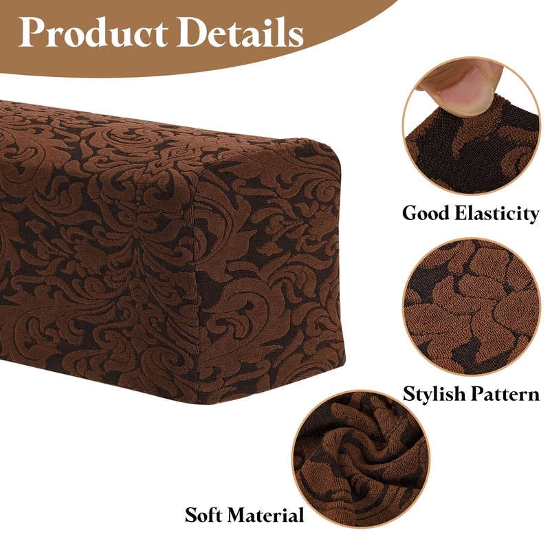 sourcing map 4Pcs Stretch Armrest Covers, Polyester Jacquard Soft Couch