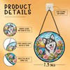 Husky Dog Flower Stained Glass Suncatcher Window Hanging Decor