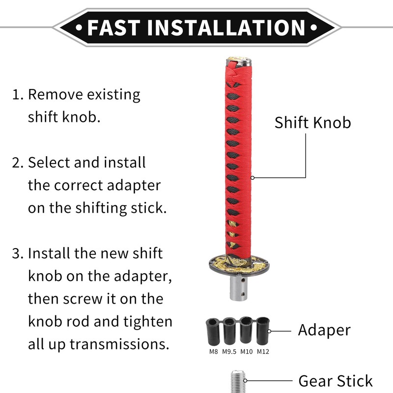 VekAuto Gear Shifter Knob Kit, 31cm Stick Shifter Lever Knob