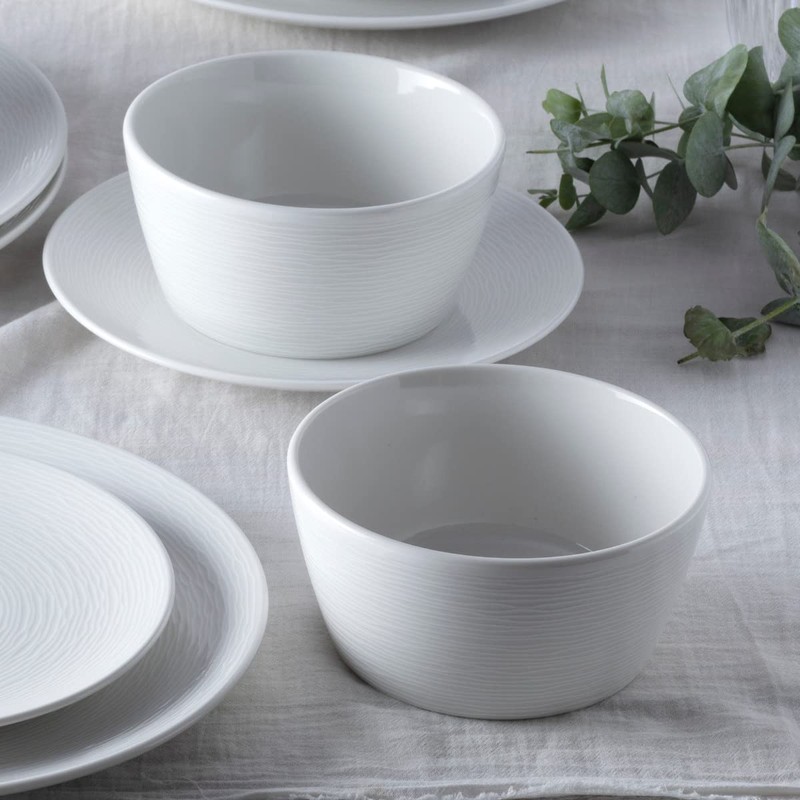 Noritake WoW Swirl 12-Piece Coupe Set in White