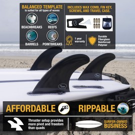 Ho Stevie! Fiberglass Reinforced Polymer Surfboard Fins - Thruster (3 Fins) FCS Compatible or Futures Compatible Sizes, Choose Color (Aqua, FCS Compatible)