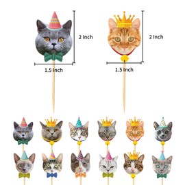 Cat Cupcake Toppers, Since1989 Cat Party Supplies Decorations Favors, Cat Face Cupcake Toppers for Cat themed birthday party Supplies Decorations, Cat Birthday Party Supplies Decorations
