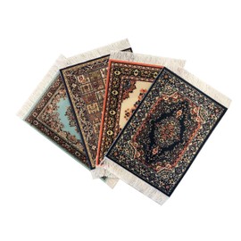 Carpet Coasters, Set 4 Turkish Rug Style Table Drink mats, Absorbent Kitchen and Dining Accessories, Spill & drip Protection