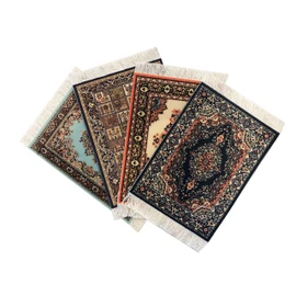 Carpet Coasters, Set 4 Turkish Rug Style Table Drink mats, Absorbent Kitchen and Dining Accessories, Spill & drip Protection