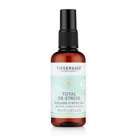 Tisserand Aromatherapy - Total De-Stress - Massage & Body Oil - Orange, Geranium, Nutmeg Essential Oil - 100% Natural Pure Essential Oils - 100ml