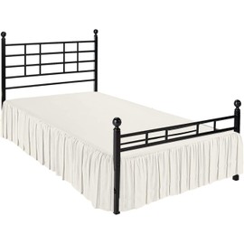 Peace Sleep Bedding - Ruffled Bed Skirt with Split Corners, Ivory, Full 18 Inch Drop Bedskirt, Hotel Quality Brushed Microfiber Wrinkle Free Dust Ruffle Bed Skirt Full Size