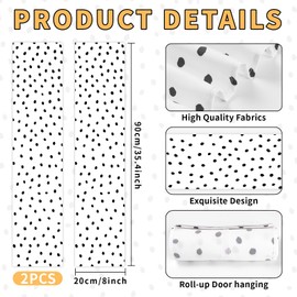 2 PCS Black and White Classroom Door Window Cover Black Polka Dot Door Curtain Classroom Decor Blackout Lockdown Shades Glass Window Covering Darkening Blackout Roller Shades Back to School Supply