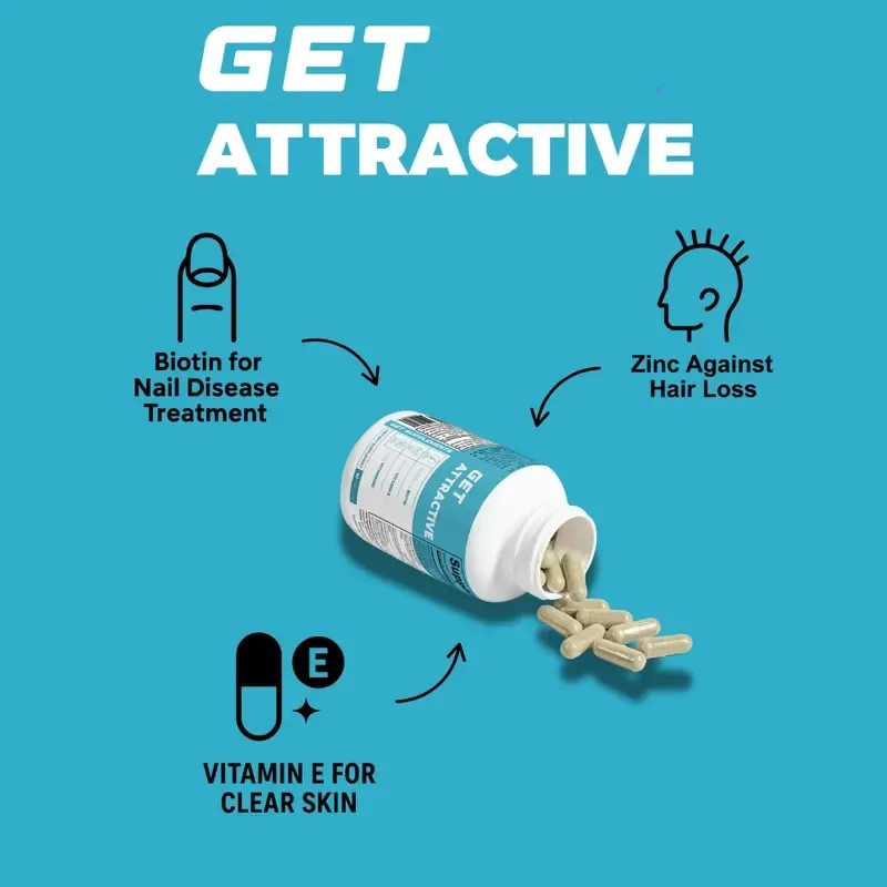 GET ATTRACTIVE Supplements - Natural Vitamin Nail Biotin Beauty 5000
