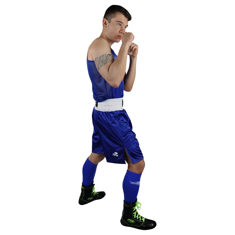 FIRE SPORTS® Uniforme Oficial Azul Box Olímpico Varonil (Azul, Extra