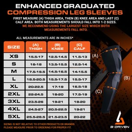 B-Driven Sports Full Leg Compression Sleeve for Men & Women – Supports Circulation, Varicose Veins, Thigh Support , Swelling Reduction, Medical Grade 20-30mmHG – Ideal for Running & Sports