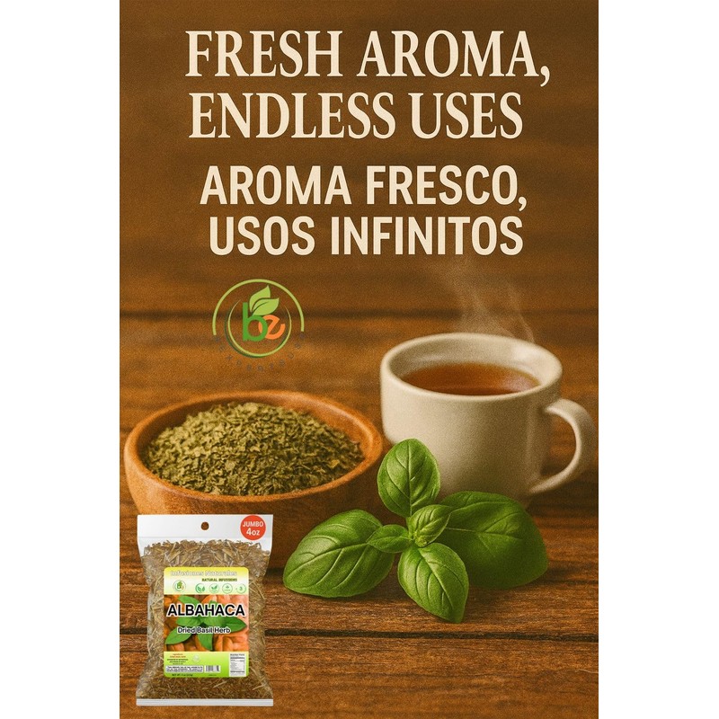 Albahaca Seca para Té y Condimento(Dried Basil Leaves – 4
