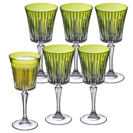 Barski European Colored Wine Glasses - Set of 6 Wine Goblets for Red Wine or White Wine - Elegant Colored Glassware Water Goblets - Gift Ready Colored Stemware, Colorful Wine Glasses, 7.5 oz, Green