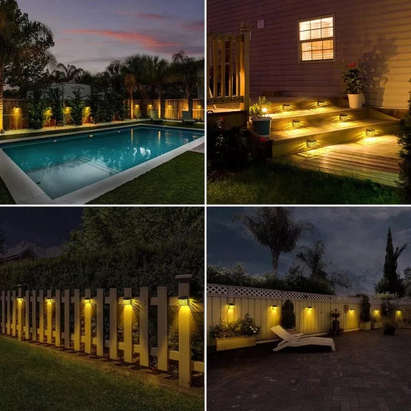 LITOM 4-Pack Solar Fence Lights | 2 Modes, IP65 Waterproof