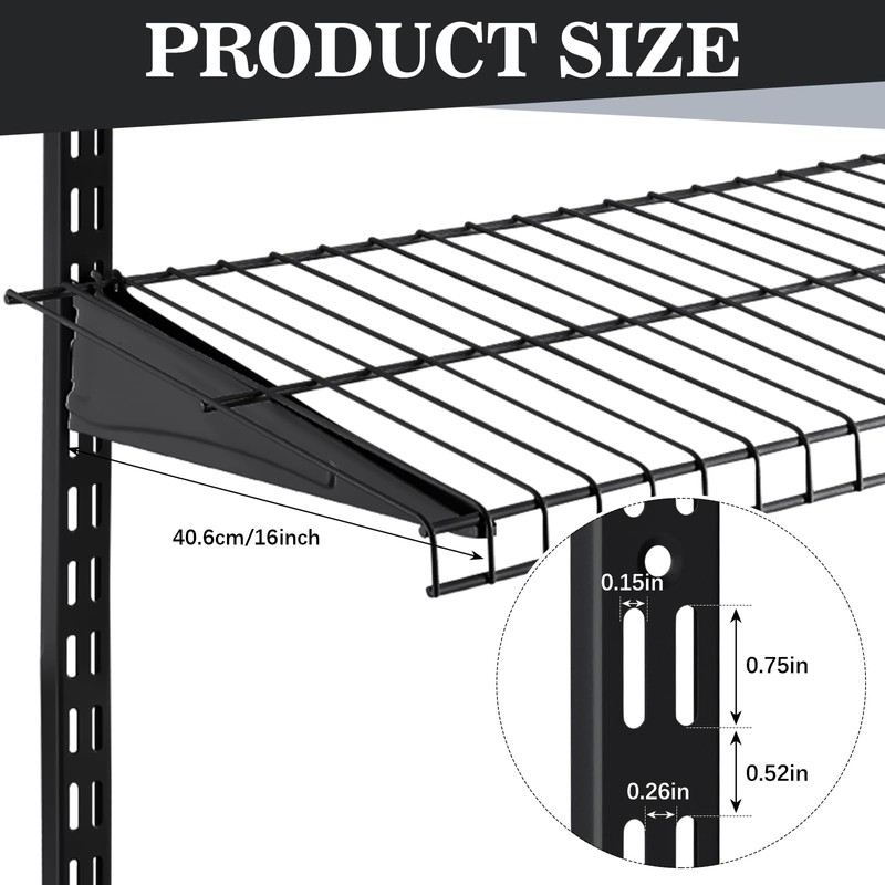 Wonderjune 6 Pcs Adjustable Locking Shelf Bracket 16 Inch Shelf