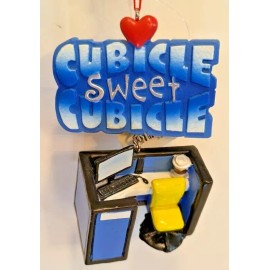 Unbranded OFFICE CUBICLE CHRISTMAS ORNAMENT  Resin Phrase "Cubicle Sweet Cubicle" Ornament