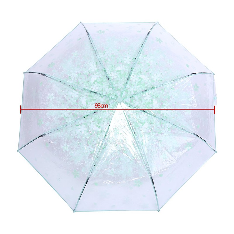 36 Inch Transparent Clear Folding Umbrella with Cherry Blossom for