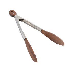 Walnut Wooden Kitchen Cooking Tongs With Hanging Hole and Wooden Tips, Heat Resistant, Anti-Slip, for Serving Food, Grilling, Cooking, BBQ and Tossing Salad (15 Inch)