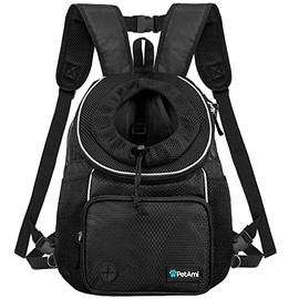 PetAmi Dog Front Carrier Backpack, Adjustable Dog Pet Cat Chest Carrier Backpack, Ventilated Dog Carrier for Hiking Camping Travel, Small Medium Dog Puppy Large Cat Carrying Bag, Max 15 lbs, Black
