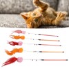5pcs Funny Cat Stick Ergonomic Interactive Cat Feather Toy with