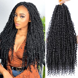 Ouyafei Passion Twist Hair 18inch Boho Style Passion Twist Crochet Hair for Black Women Boho Crochet Braids Pre Looped Goddess Passion Twist Hair (8Pack, 1b)