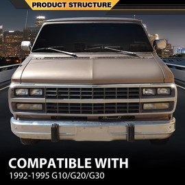 CNNELL Front Headlight Headlamp Bezel Trim Surround Pair Set Chrome Compatible with Chevy G10 G20(submodel: Beauville, Chevy Van, Sportvan) 1992-1995/Fit Chevy G30 1992-1996 15685966 GM2513187