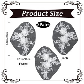 CABODYALS 4Pcs 3D White Flower Lace Applique Polyester Floral Embroidery Appliques Vintage Embroidered Soild Sew on Tulle Patches for Sewing Making Crafts Dress Wedding Party Bags Supply