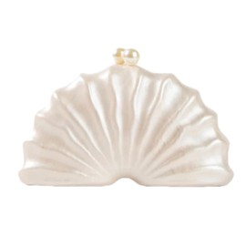 GBWYI Women Acrylic Shell Shaped Clutch Luxury Marble Acrylic Evening Handbag Unique Chain Shoulder Bag Wedding Party Purses, Pearl White
