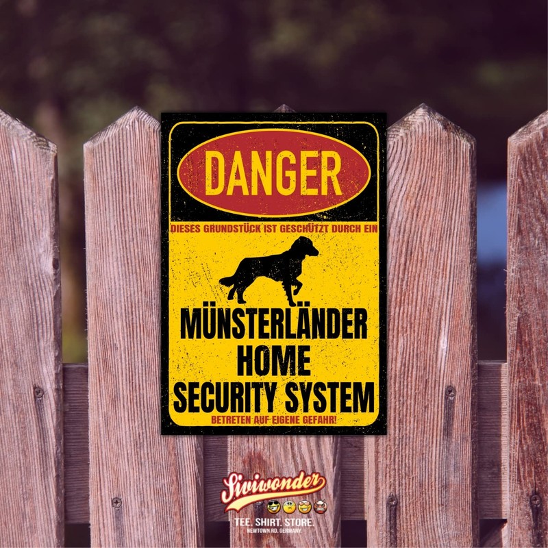 Münsterländer Small Large Sign Danger Security System Door Sign Dog