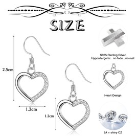 JeweBella 925 Sterling Silver Dangle Earrings for Women Heart Star Drop Dangling Earrings with Zirconia Hypoallergenic Dangly Earrings for Women Girls Birthday Anniversary Christmas Jewellery Gift