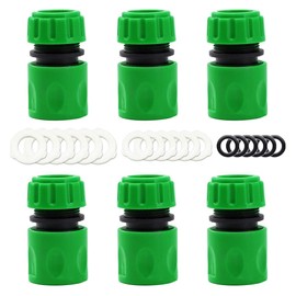 YAAVAAW 6 Piece Hose Connector Set 13 mm (1/2 Inch) and 15 mm (5/8 Inch) - Quick Connector for Hose Beginning, Garden Hose Coupling, Accessories for Connecting Garden Hose