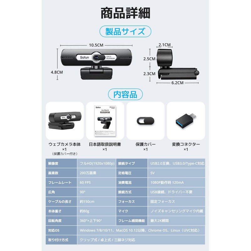 Webcam with Microphone (First Released in 2025, HDR Auto Light