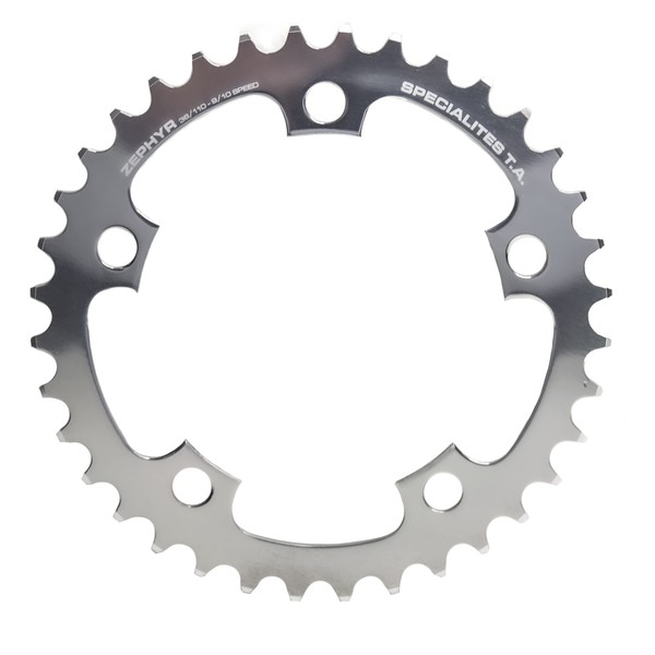 Spécialités TA Unisex's Zephyr Compact 5-Arm 110pcd 9/10 Speed Chainring, Silver, Middle 34t