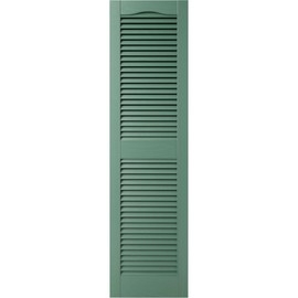 Ekena Millwork Lifetime Vinyl LL1S12X02500FG Standard Cathedral Top Center Mullion, Open Louver Vinyl Shutters, w/Installation Shutter-Lok's & Matching Screws (Per Pair), 12"W x 25"H, Forest Green