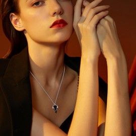 YEESIA Dragon Necklace S925 Sterling Silver Crystal Pendant Necklaces Dragon Crystal Jewelry Stainless Steal Chain 20+2 Inches for Women Men