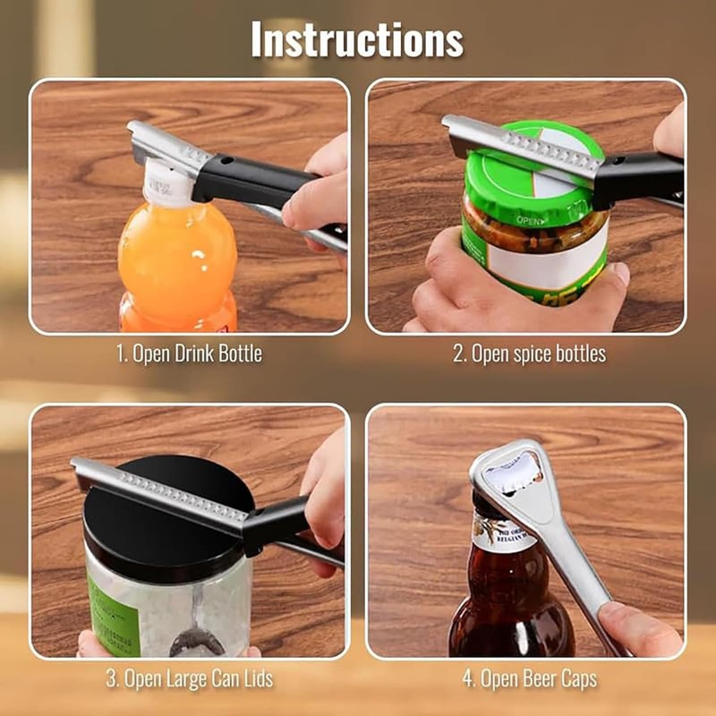 1 Pack 2 in 1 Adjustable Jar Opener for Weak