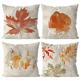 GAGEC Fall Pillow Covers 20x20 Inch Set of 4 Maple Leaf Pumpkins Hello Fall Throw Pillowcase Thanksgiving Grey Holiday Home Decor Sofa Bedroom Cushion Case Outdoor Indoor Decorations