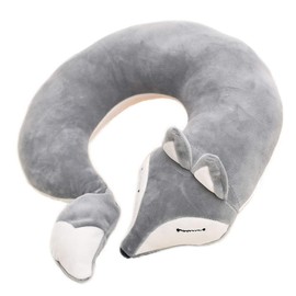 Maibar Travel Pillow Cartoon Animal Fox Neck Pillow Neck Pillow Aeroplane Lightweight Adult U-Shaped Pillow Aeroplane Car Train (Grey)